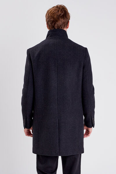 Pardessus droit boutonné gris foncé homme