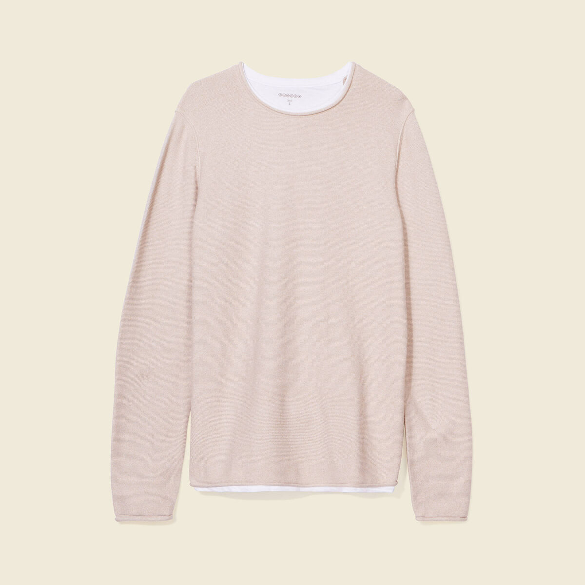 Pull manches longues beige homme
