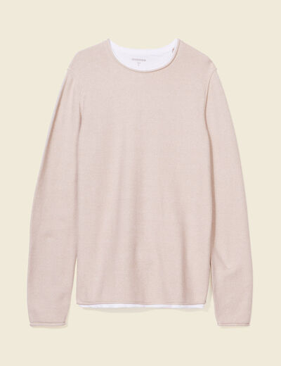 Pull manches longues beige homme