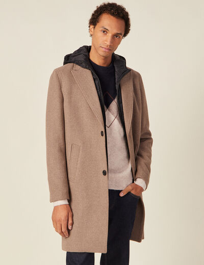 Manteau avec capuche amovible vert kaki homme