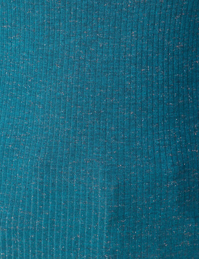 T-shirt manches longues brillant bleu canard femme