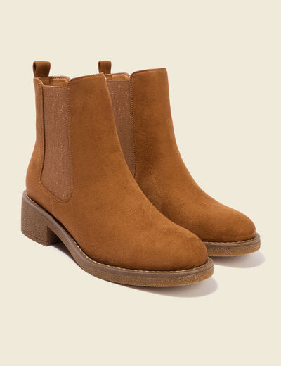Bottines semelle cr&ecirc;pe marron femme