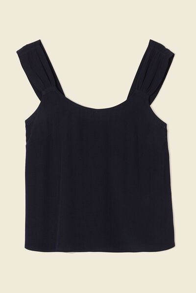 Blouse bretelles larges noir femme