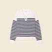 Pull col polo ecru femme