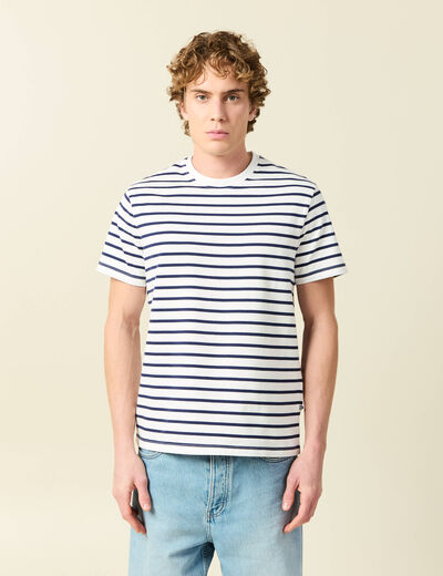 T-shirt en coton manches courtes ecru homme
