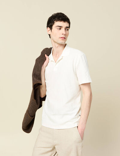 Polo manches courtes ecru homme
