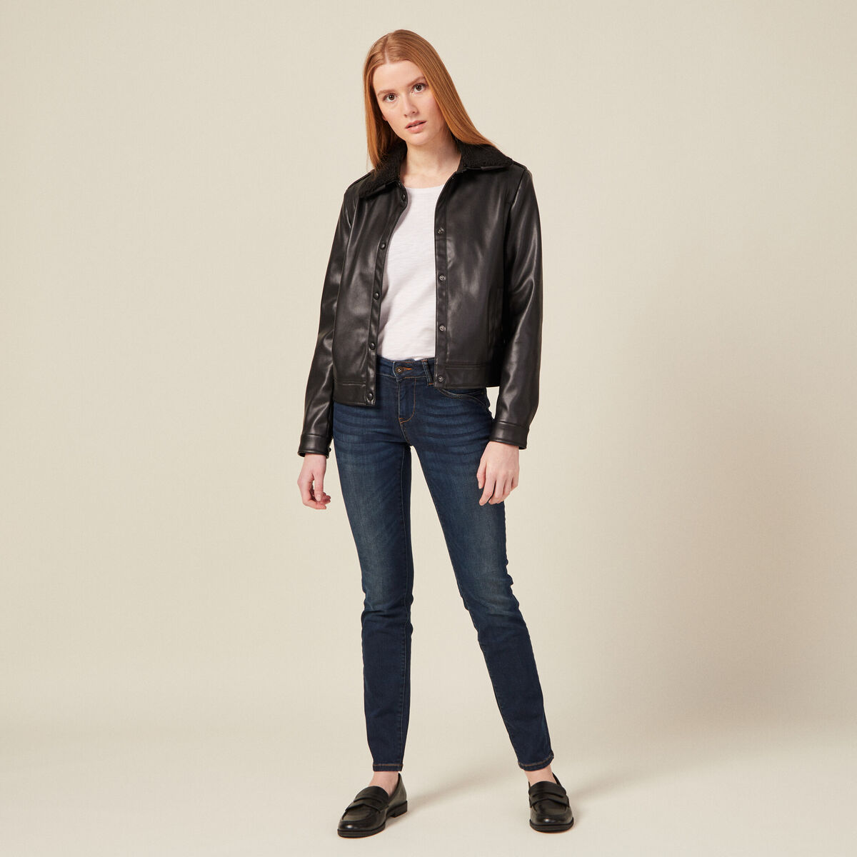 Jeans slim denim brut femme