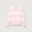 Sweat ray&eacute; col rond manches longues rose poudr&eacute;e homme
