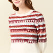 Pull manches longues col rond ecru femme