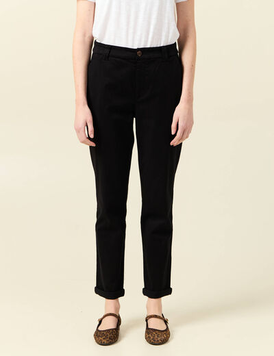Pantalon chino cigarette noir femme