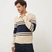 Pull manches longues en coton beige homme