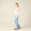 Pull ajour&eacute; col v manches longues ecru femme