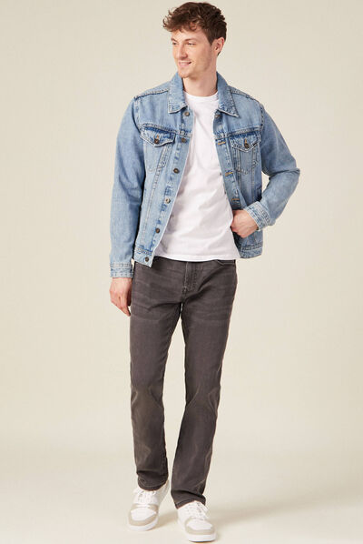 Jeans straight ultra stretch denim gris homme