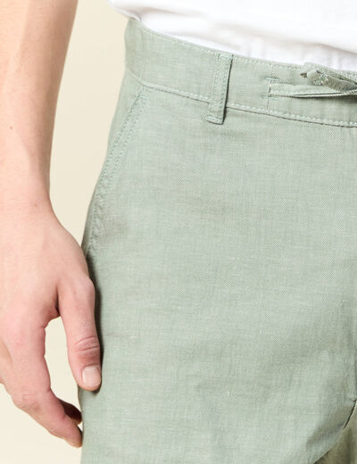 Bermuda droit vert olive homme