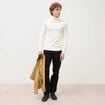 Pull fin col montant manches longues ecru homme
