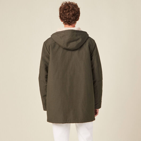 parka droite a capuche vert kaki homme Parka droite à capuche vert kaki homme
