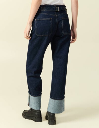 Jeans wide large taille haute denim brut rinse femme