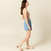 Bustier cropped à bretelles blanc femme
