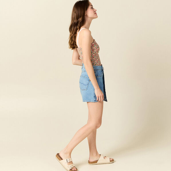 Bustier cropped à bretelles blanc femme