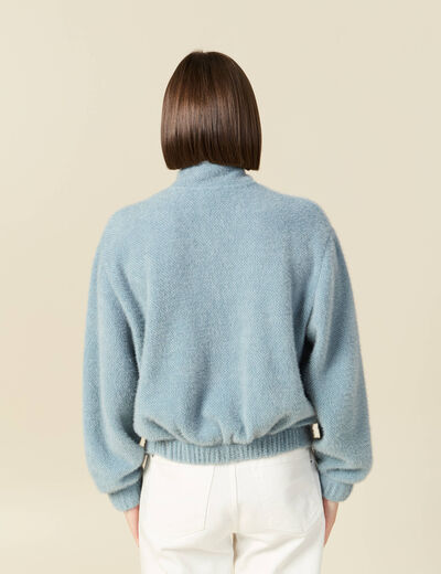 Gilet zipp&eacute; manches longues gris femme