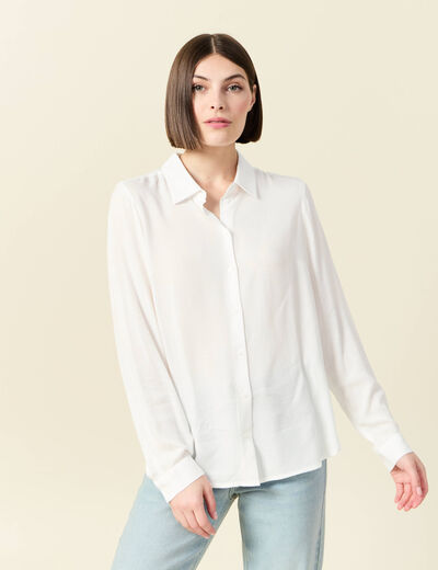 Chemise manches longues fluide blanc femme
