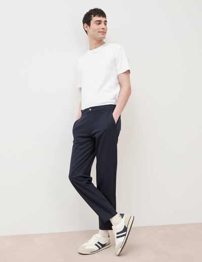 Pantalon droit longueur 32 bleu marine homme