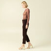 Pantalon flare taille haute en velours marron fonc&eacute; femme