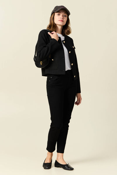 Jeans Vanessa - slim taille basse 7/8ème denim noir femme
