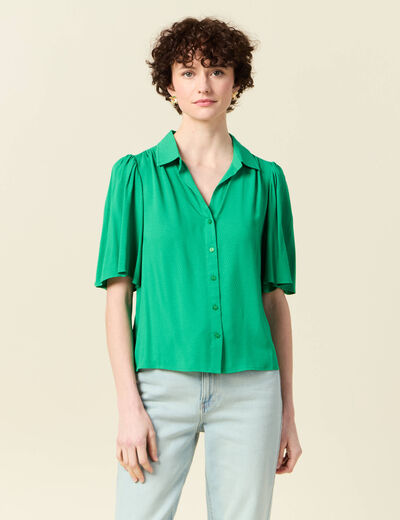 Chemise manches courtes vert femme
