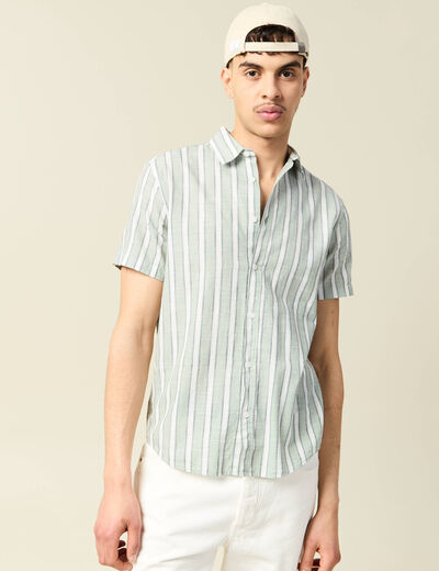 Chemise manches courtes vert olive homme