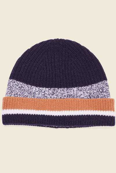 Bonnet tricoté bleu marine homme
