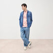T-shirt ample en coton manches courtes rose poudr&eacute;e homme