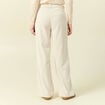 Pantalon large taille haute en velours creme femme