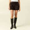 Short ajust&eacute; taille haute doubl&eacute; marron femme