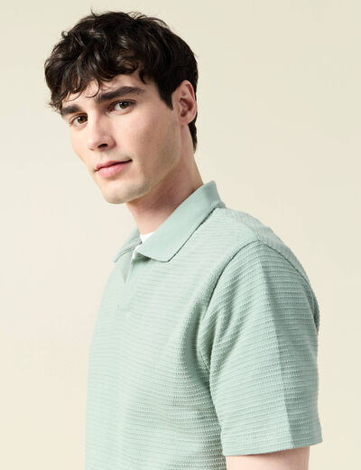 Polo manches courtes en coton vert olive homme