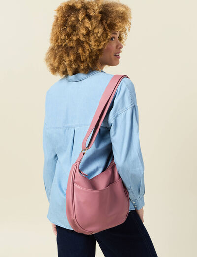 Sac demi-lune vieux rose femme