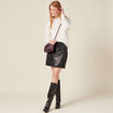 Jupe trapèze simili cuir noir femme