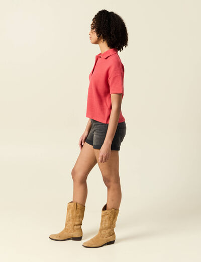 Polo éco-responsable rouge femme