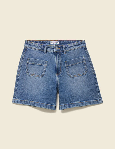Short en jean taille haute denim stone femme