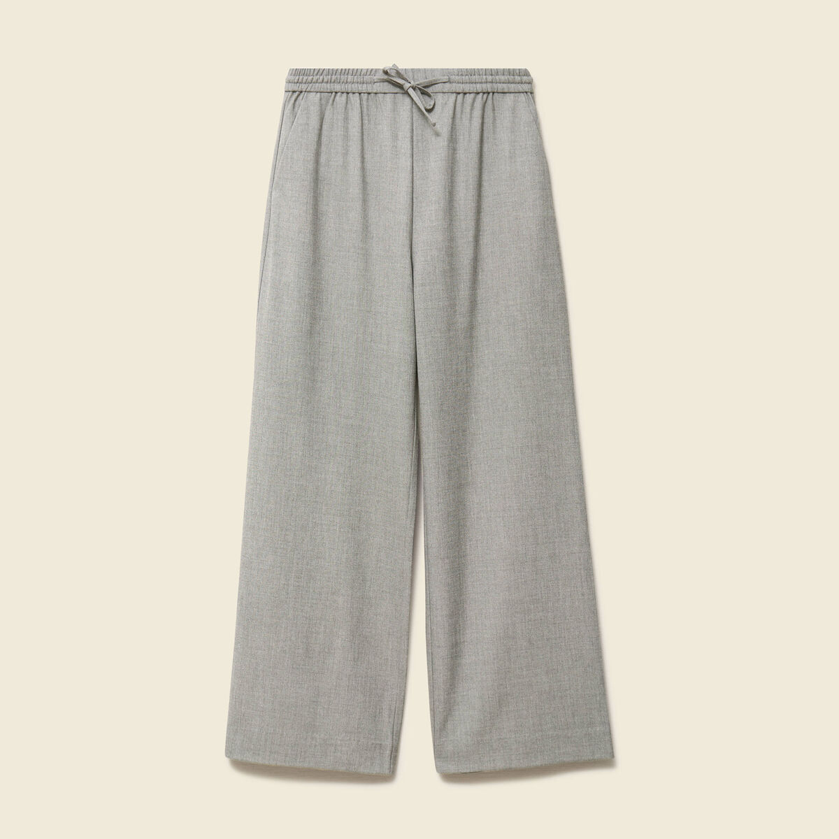 Pantalon taille haute fluide gris clair femme