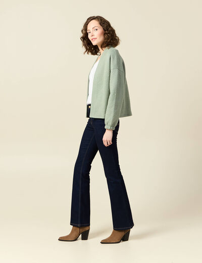 Gilet manches longues vert kaki femme