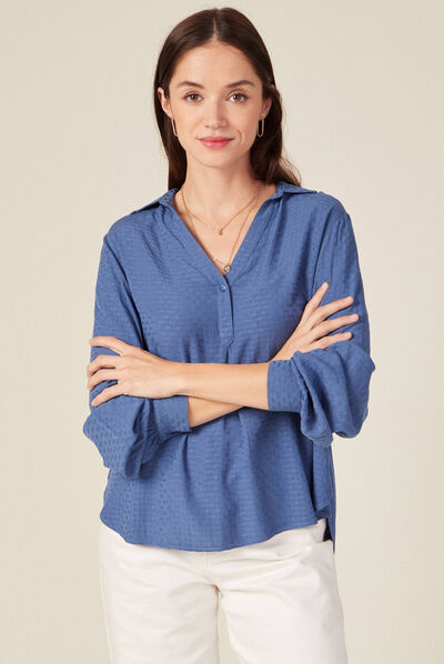 Blouse manches longues bleu ciel femme