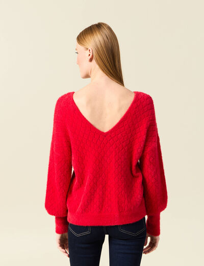 Pull manches longues rouge femme