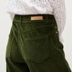 Pantalon taille haute velours resserr&eacute; vert fonc&eacute; femme