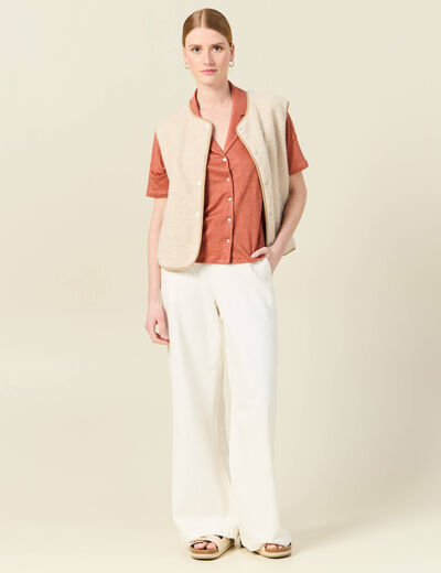 Chemise manches courtes orange femme