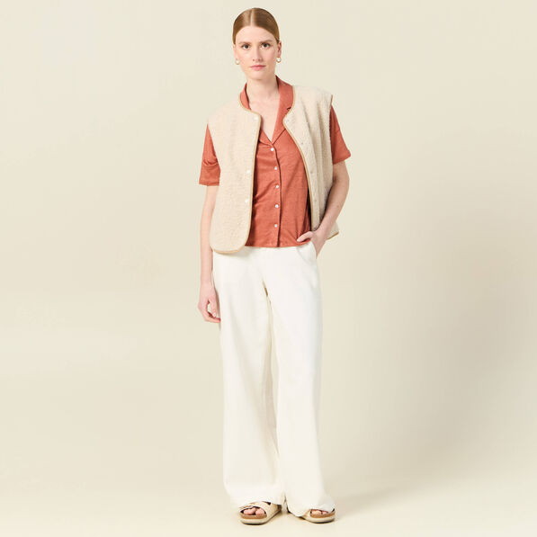 Chemise manches courtes orange femme