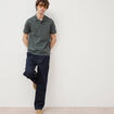 Polo cintr&eacute; en coton manches courtes vert kaki homme