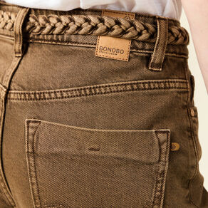 jeans mom 78eme marron fonce femme Jeans mom 7/8ème marron foncé femme