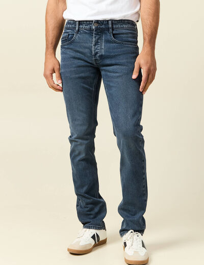Jeans straight 5 poches denim blue black homme