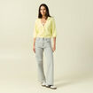 Gilet manches 3/4 jaune clair femme